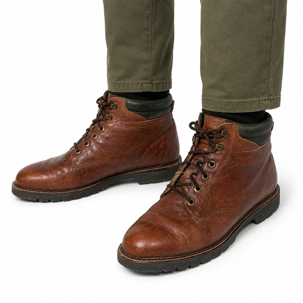 H.S. Trask Authentic Bison Leather Chukka Boots Men 11W Brwn Ankle LaceUp 840037